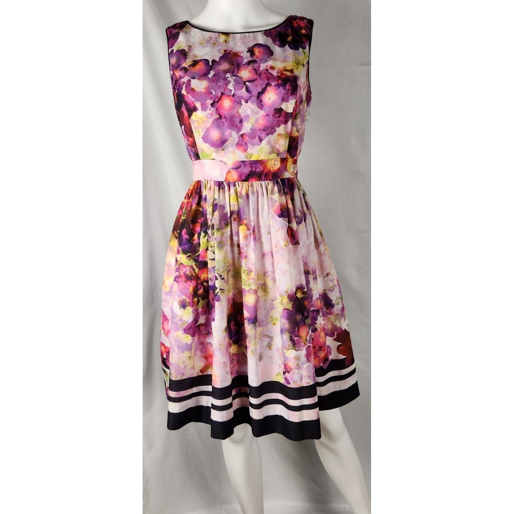 Liz Claiborne Watercolor Classic/SlowFashion/Garden-Party Fit-Flare Dress 8